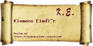 Klemens Elmár névjegykártya